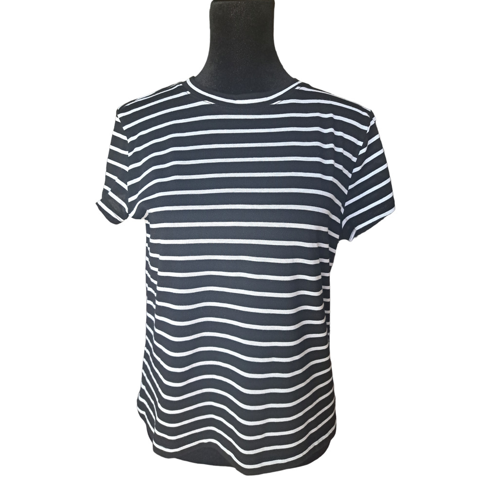 Truth by Republic Black and White Stripe T-Shirt Size Small